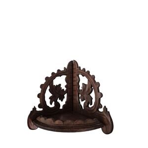 Vintage Corner Shelf Carved Wood Foldable Antique Germany Black Forest
